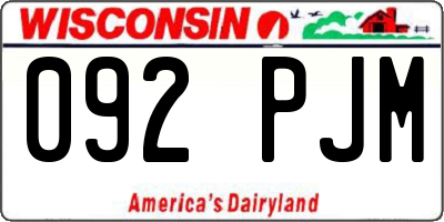WI license plate 092PJM