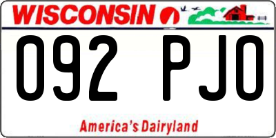 WI license plate 092PJO