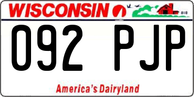 WI license plate 092PJP