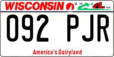 WI license plate 092PJR