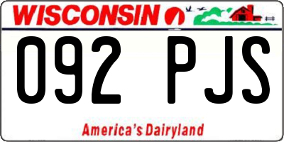 WI license plate 092PJS