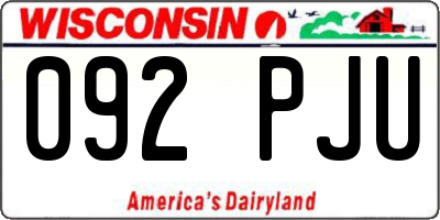 WI license plate 092PJU