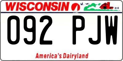 WI license plate 092PJW