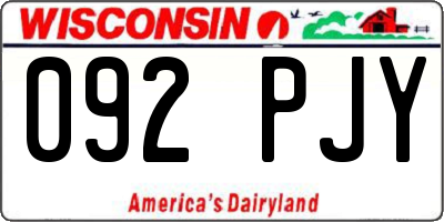 WI license plate 092PJY