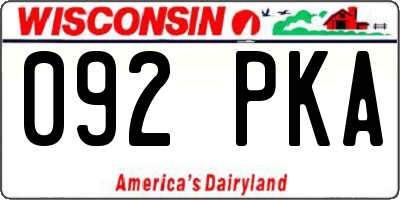 WI license plate 092PKA