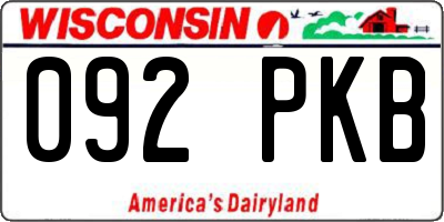 WI license plate 092PKB