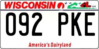 WI license plate 092PKE