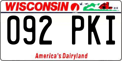 WI license plate 092PKI