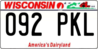 WI license plate 092PKL
