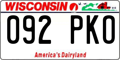 WI license plate 092PKO