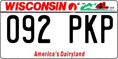 WI license plate 092PKP