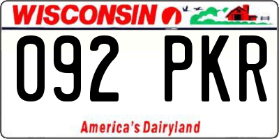 WI license plate 092PKR