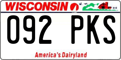 WI license plate 092PKS