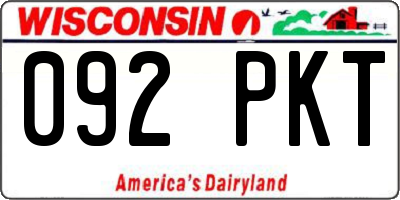 WI license plate 092PKT