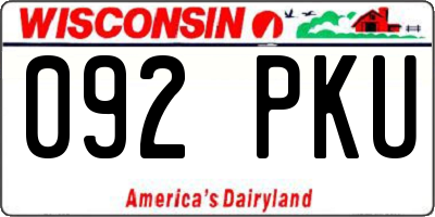 WI license plate 092PKU