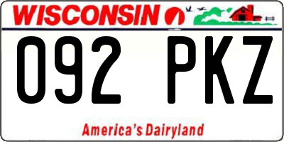 WI license plate 092PKZ