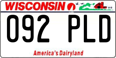 WI license plate 092PLD