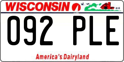 WI license plate 092PLE