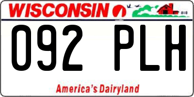 WI license plate 092PLH