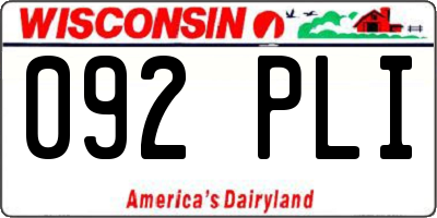 WI license plate 092PLI
