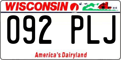 WI license plate 092PLJ
