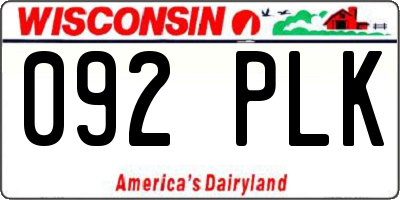 WI license plate 092PLK