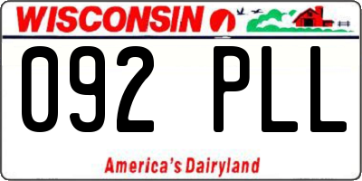 WI license plate 092PLL