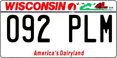 WI license plate 092PLM