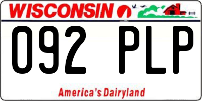 WI license plate 092PLP