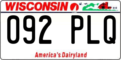 WI license plate 092PLQ