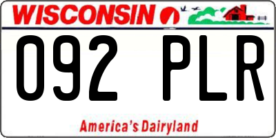 WI license plate 092PLR