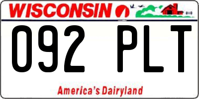 WI license plate 092PLT