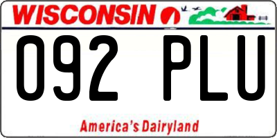 WI license plate 092PLU