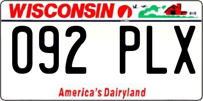 WI license plate 092PLX