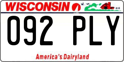 WI license plate 092PLY