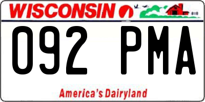 WI license plate 092PMA
