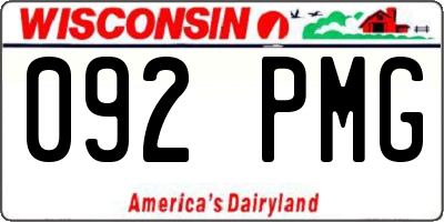 WI license plate 092PMG