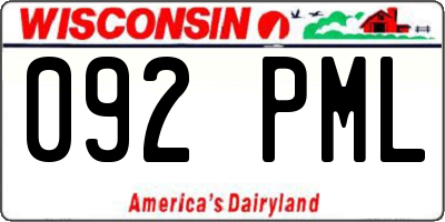 WI license plate 092PML