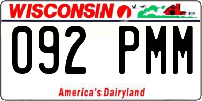 WI license plate 092PMM