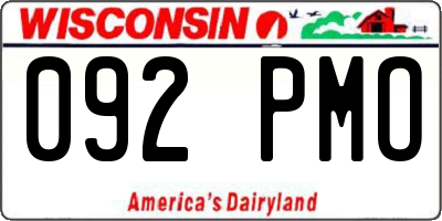 WI license plate 092PMO