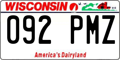 WI license plate 092PMZ