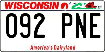 WI license plate 092PNE