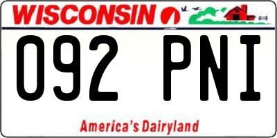 WI license plate 092PNI
