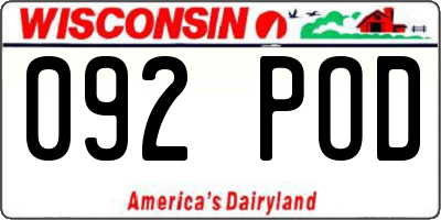 WI license plate 092POD