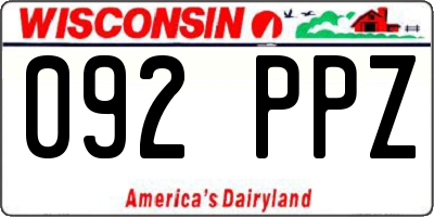 WI license plate 092PPZ