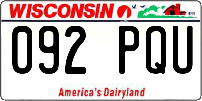 WI license plate 092PQU