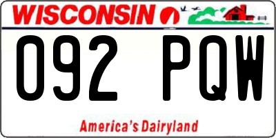 WI license plate 092PQW