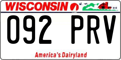 WI license plate 092PRV