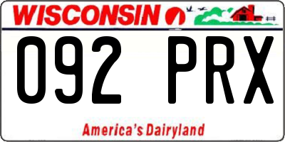 WI license plate 092PRX