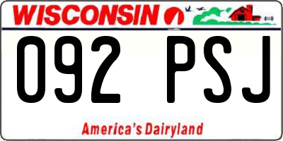 WI license plate 092PSJ
